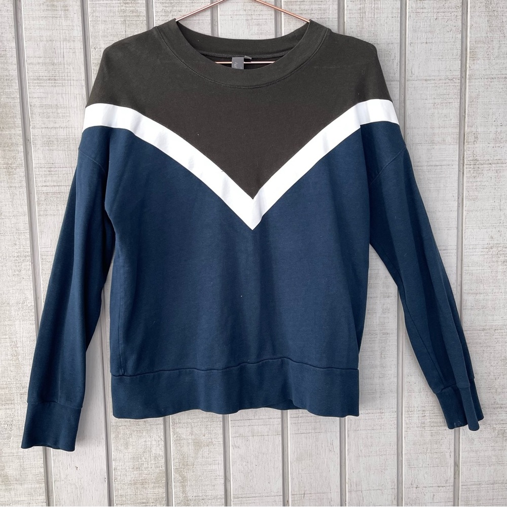 💫 Sweaty Betty Navy Color Block Crewneck Sweatshirt S Athleisure Athletic